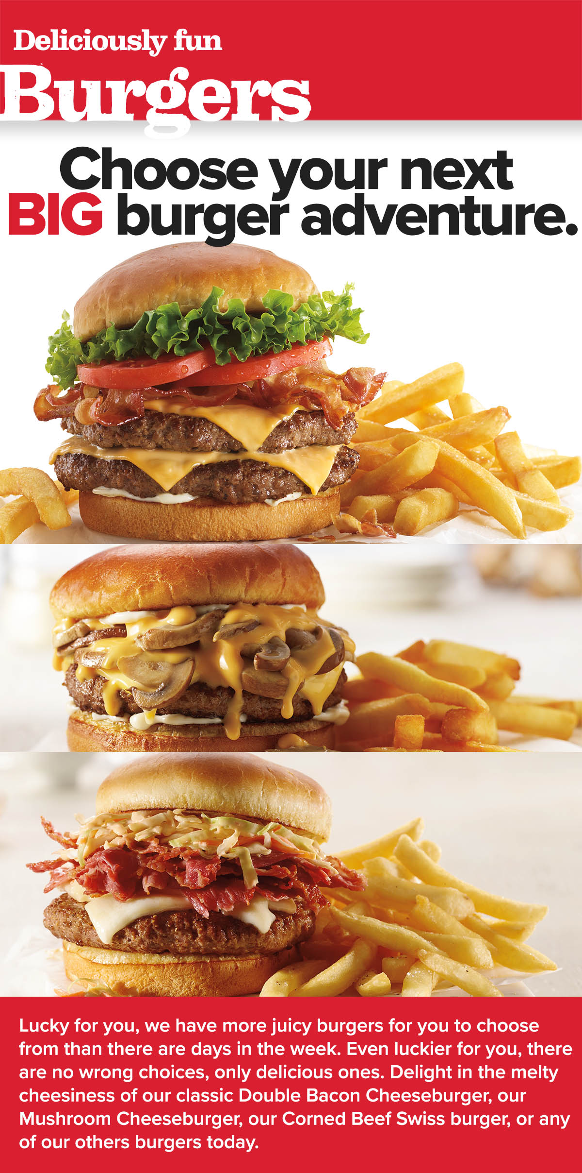 Decisions, decisions...Order your burger today.