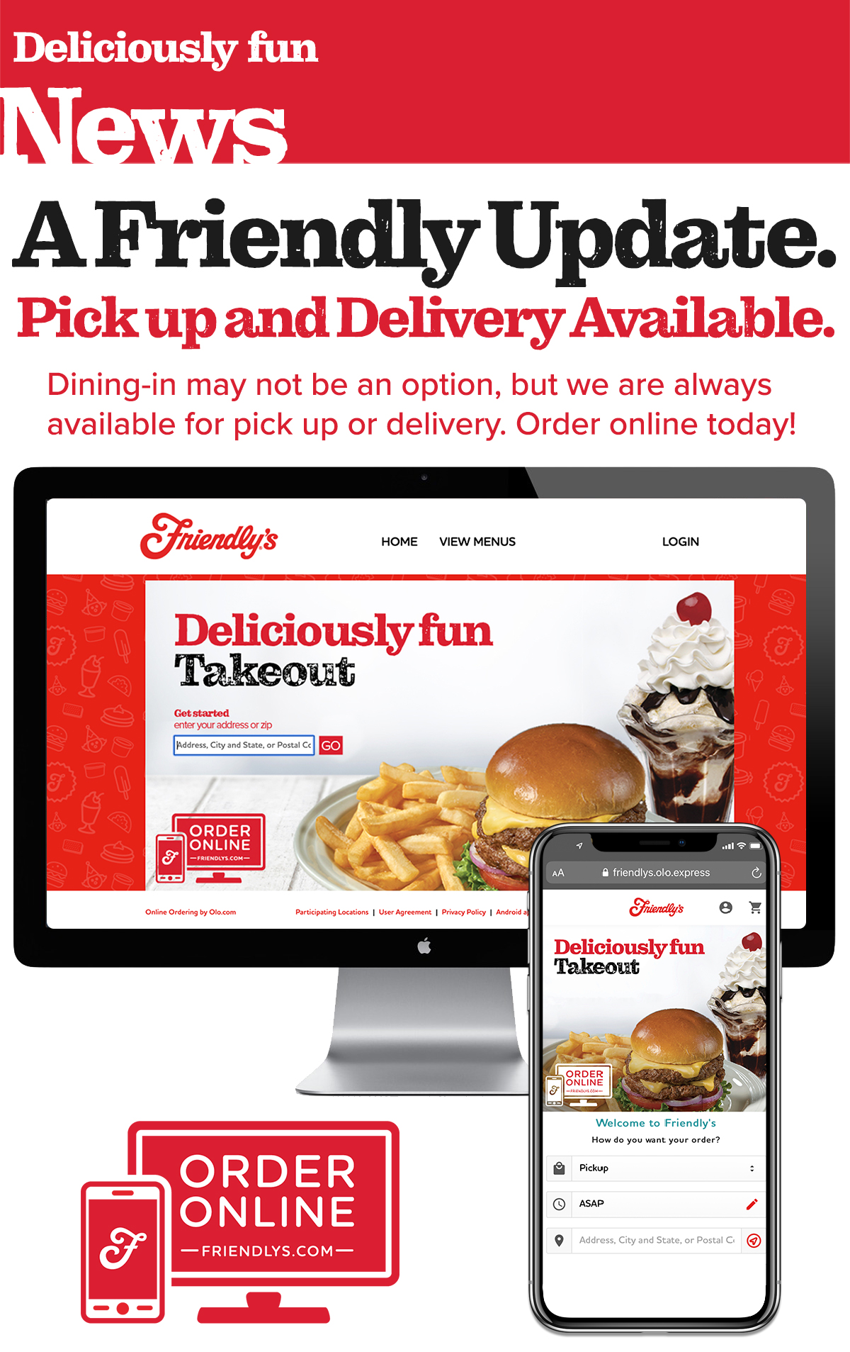 Dining-in may not be an option, but we are still available for delivery and pick up!