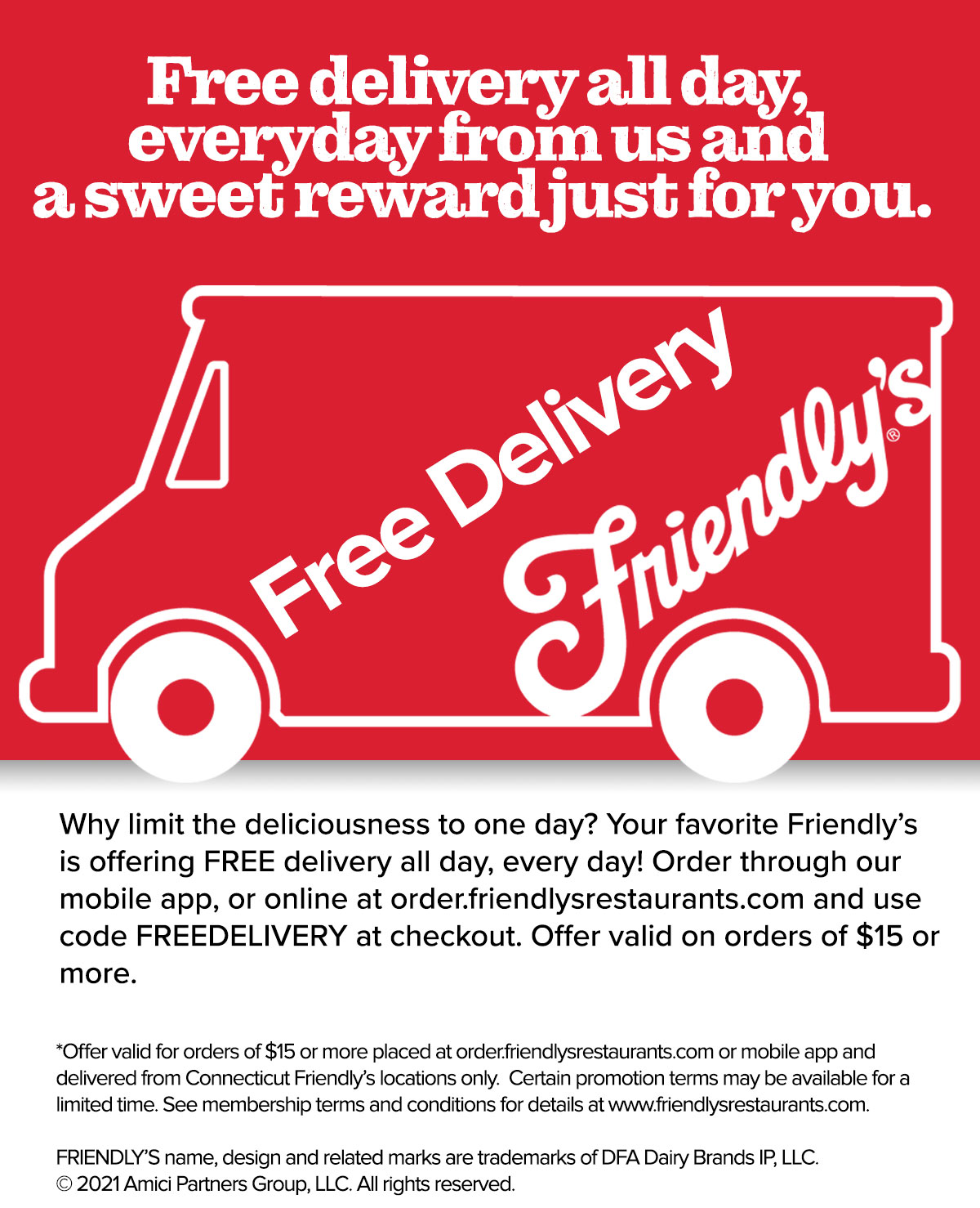 Sweet Rewards members, use code FREEDELIVERY at checkout and get free delivery on orders of $15 or more.